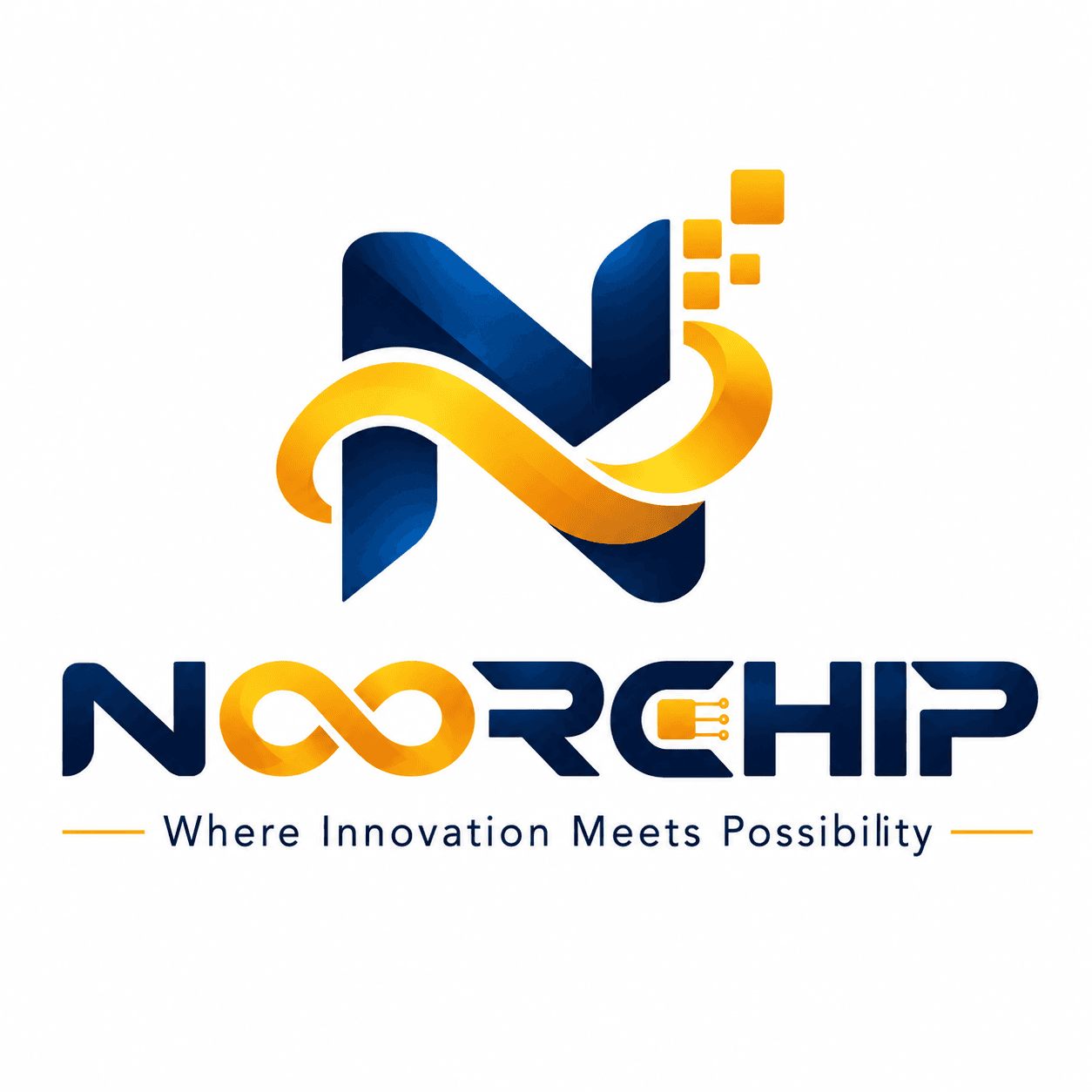 NoorChip logo, wordmark, and slogan Where Innovation Meets Possibility